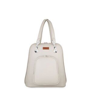Ladies’ Grey Vegan Leather Backpack – Top Handle Daypack